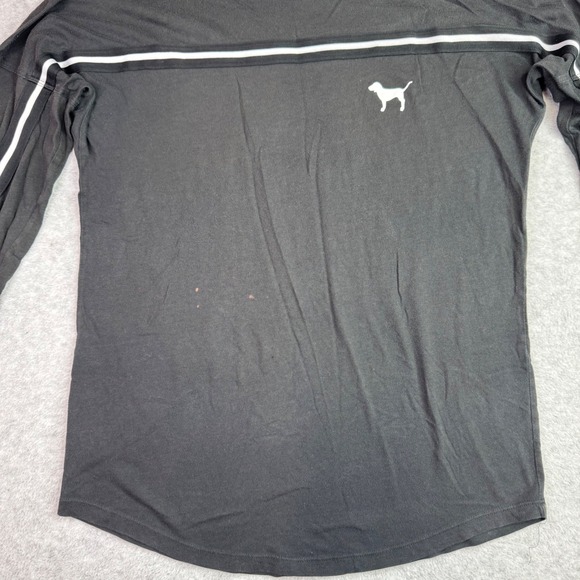 Victoria's Secret PINK Bling 86 Varsity Long Sleeve Sequin T Shirt Black XS READ - Picture 3 of 13